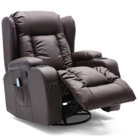 Caesar Bonded Leather Recliner Rocking Swivel Heat & Massage Chair - thumbnail 3