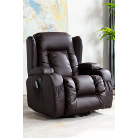 Caesar Bonded Leather Recliner Rocking Swivel Heat & Massage Chair - thumbnail 1