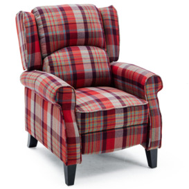 Eaton Wing Back Fireside Checkered Fabric Pushback Recliner Chair - thumbnail 2