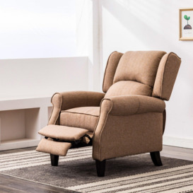 Eaton Wing Back Fireside Herringbone Fabric Pushback Recliner Chair