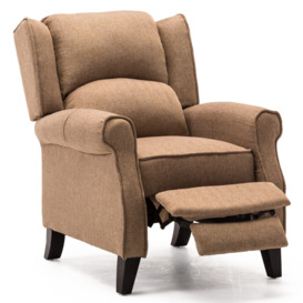 Eaton Wing Back Fireside Herringbone Fabric Pushback Recliner Chair - thumbnail 3