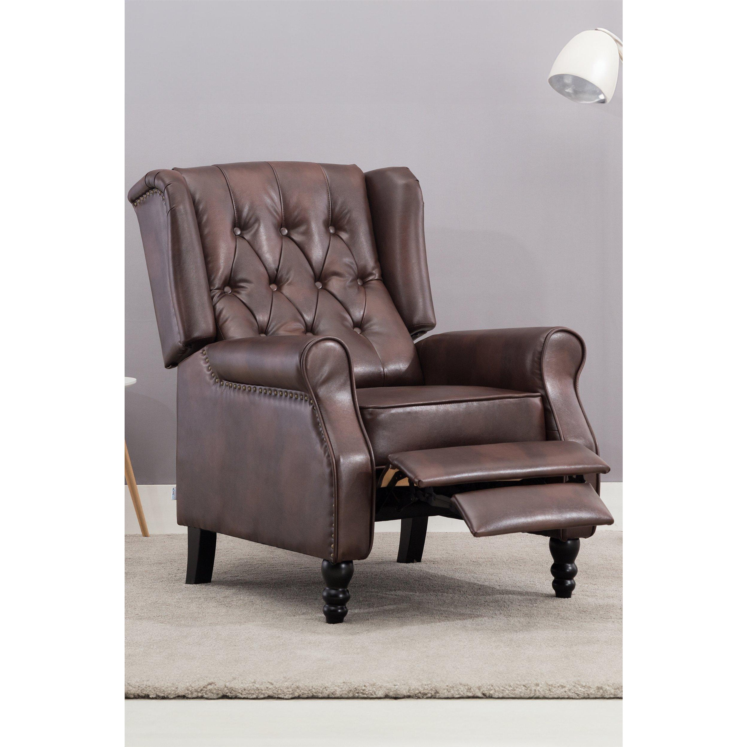 Althorpe Wing Back Recliner Button Back Fireside Leather Chair - image 1