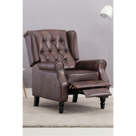 Althorpe Wing Back Recliner Button Back Fireside Leather Chair - thumbnail 1
