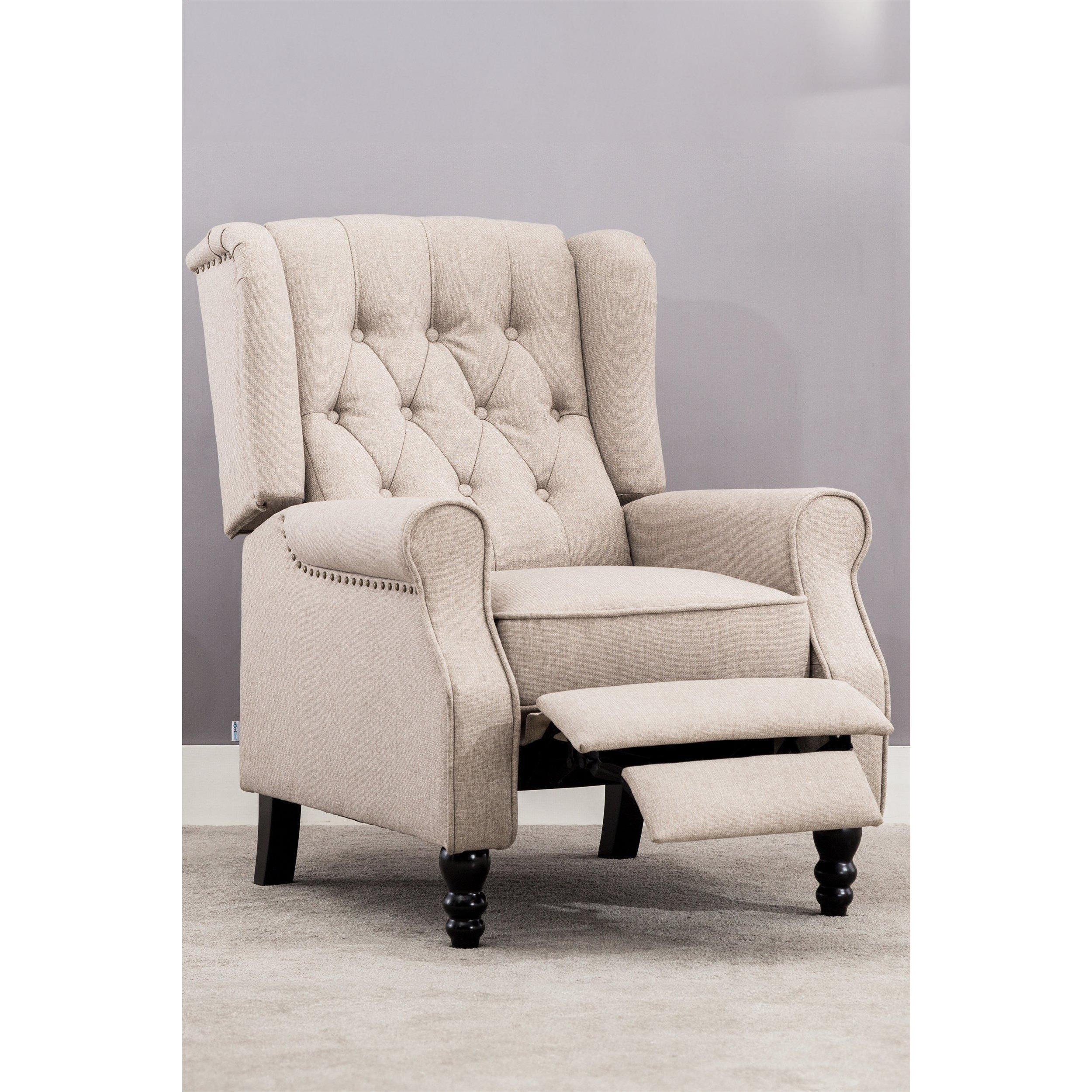 Althorpe Wing Back Recliner Button Back Fireside Linen Chair - image 1