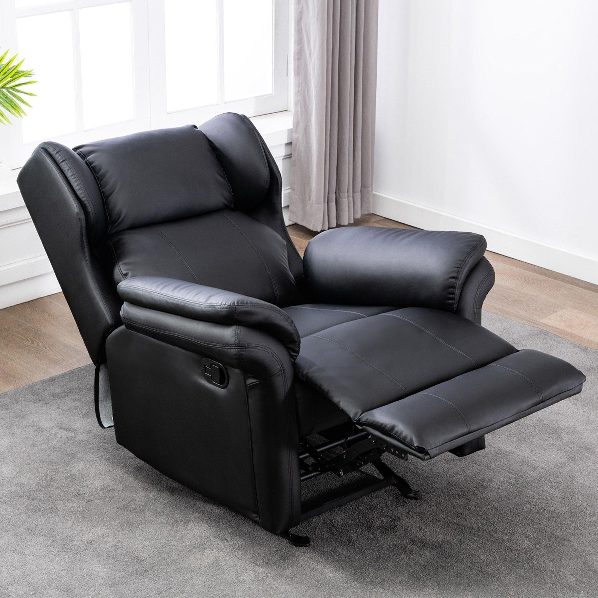 Oakley Manual Recliner Rocking Chair Wingback Design Bonded Leather - image 1