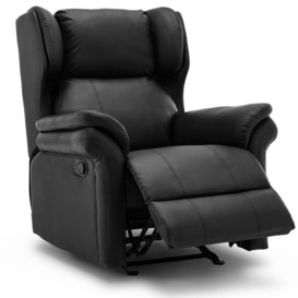 Oakley Manual Recliner Rocking Chair Wingback Design Bonded Leather - thumbnail 3
