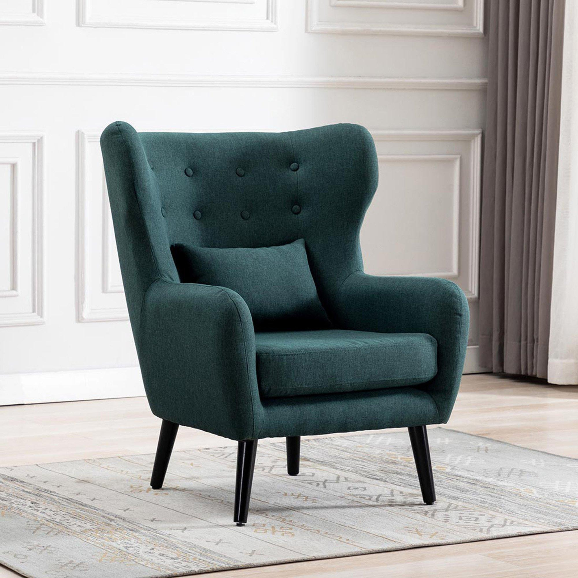 Winslow Wing Back Fabric Occasional Button Back Modern Accent Armchair - image 1