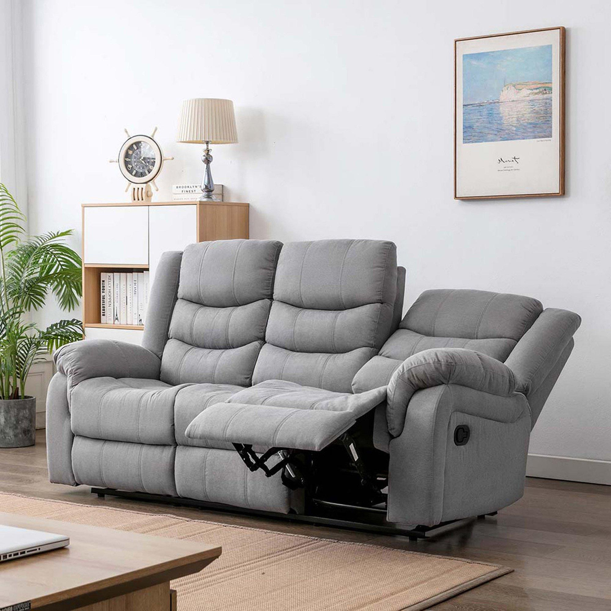 Seattle Manual Fabric Recliner 3 Seater Sofa - image 1