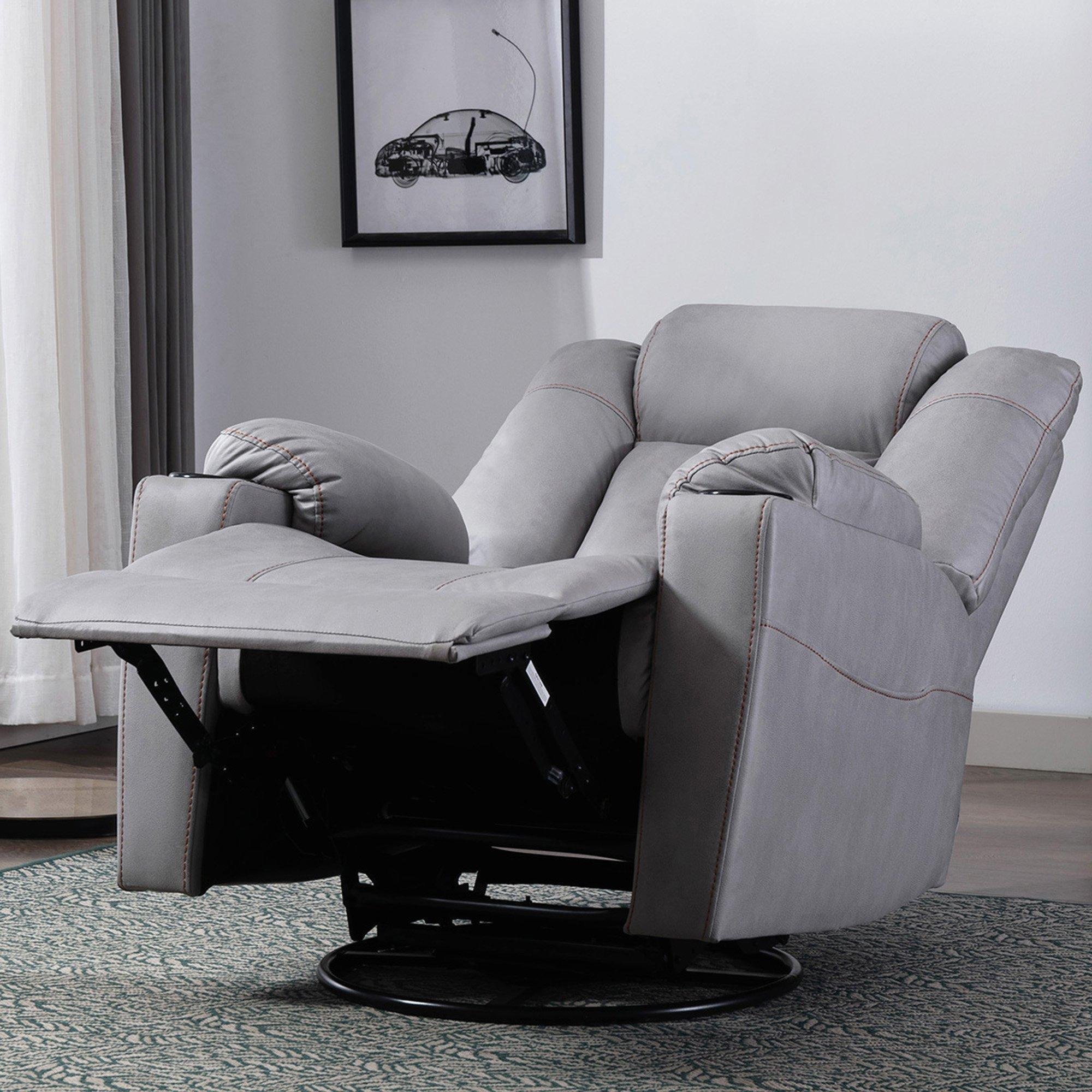 Afton Technology Fabric Recliner Rocking Swivel Cinema Sofa Chair - image 1