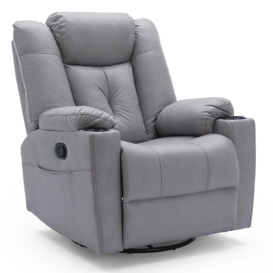 Afton Technology Fabric Recliner Rocking Swivel Cinema Sofa Chair - thumbnail 2