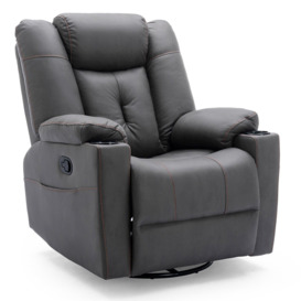 Afton Technology Fabric Recliner Rocking Swivel Cinema Sofa Chair - thumbnail 2