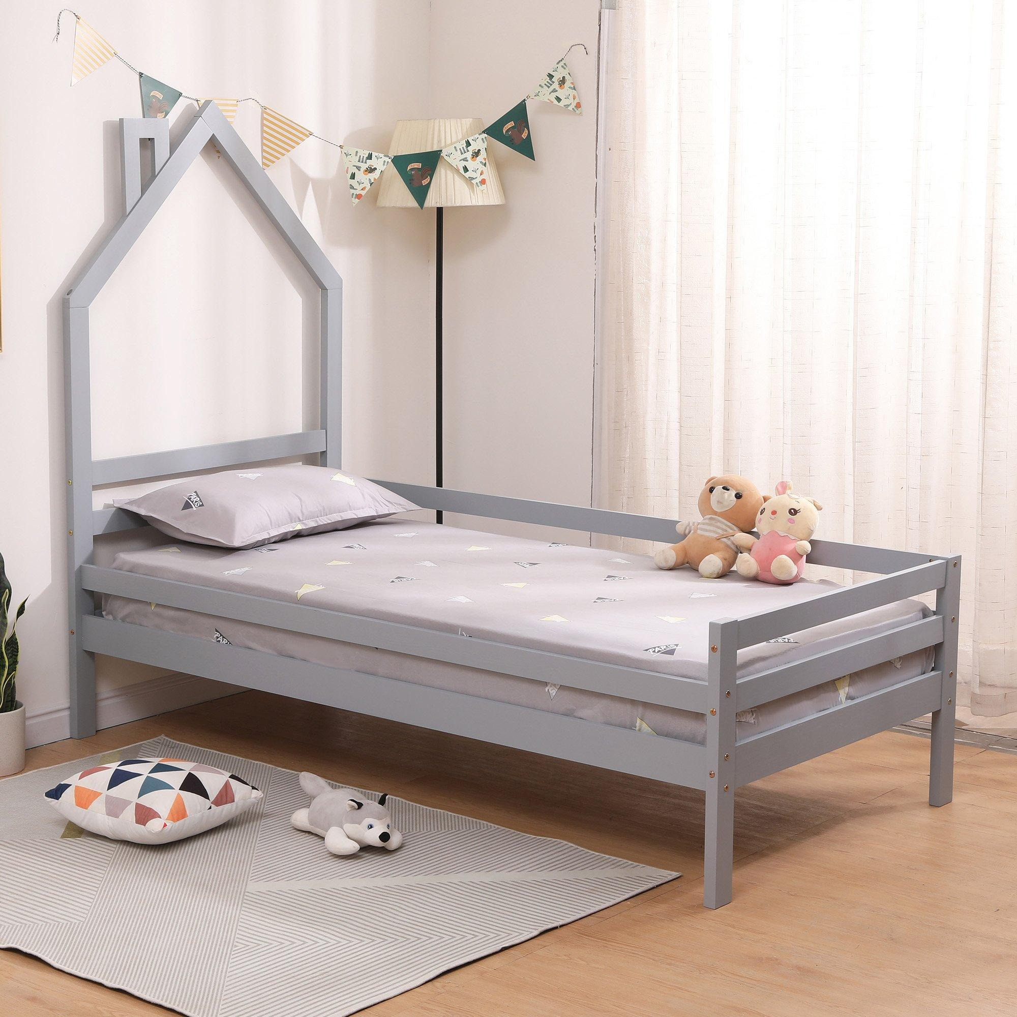 Theo Kids Childrens Wooden House Treehouse Style Single Bed Frame - image 1