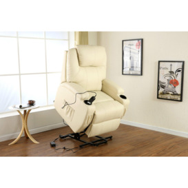 Cinemo Single Motor Rise Recliner Bonded Leather Heat & Massage Chair