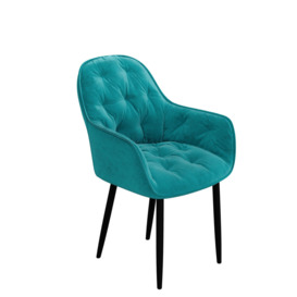 Set Of 2 Anika Modern Velvet Dining Chair Padded Seat Metal Legs - thumbnail 2