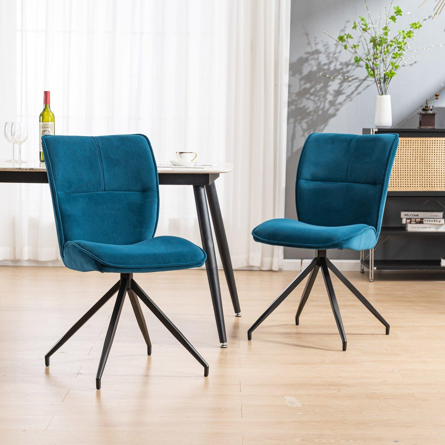 Set of 6 Dina Modern Velvet Dining Chair Padded Seat Metal Legs - image 1