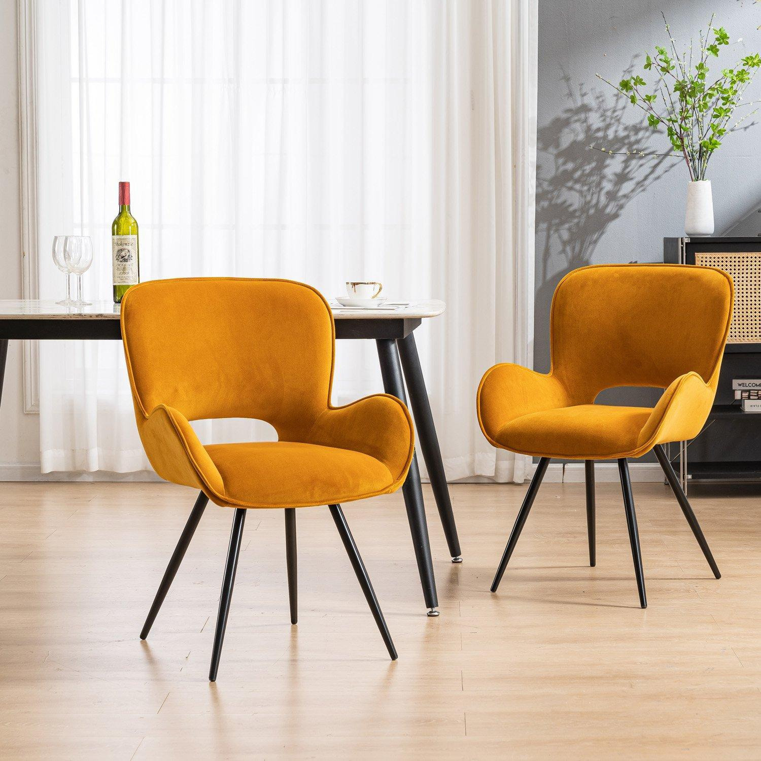 Set of 8 Lily Modern Velvet Dining Chair Padded Seat Metal Legs - image 1