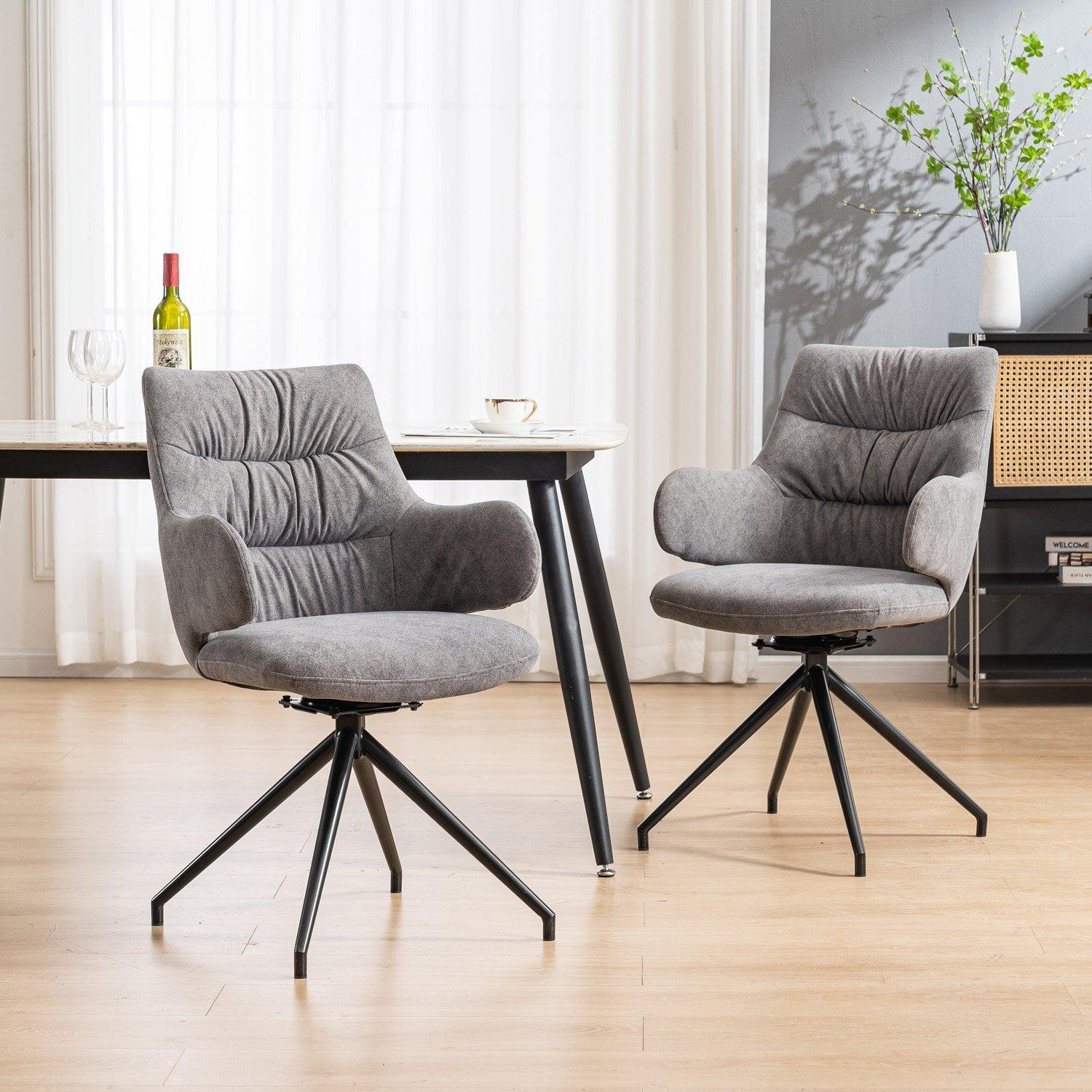 Set of 4 Eva Modern Velvet Dining Chair Swivel Padded Seat w High Arms - image 1