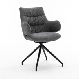 Set of 4 Eva Modern Velvet Dining Chair Swivel Padded Seat w High Arms - thumbnail 2