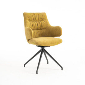 Set of 4 Eva Modern Velvet Dining Chair Swivel Padded Seat w High Arms - thumbnail 2