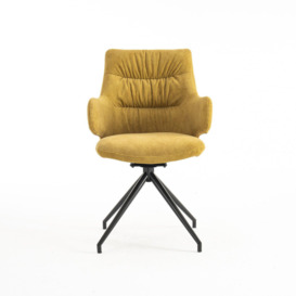 Set of 4 Eva Modern Velvet Dining Chair Swivel Padded Seat w High Arms - thumbnail 3