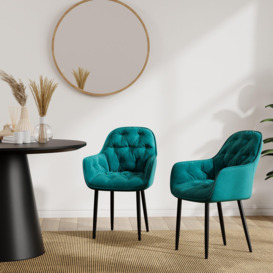 Set Of 6 Anika Modern Velvet Dining Chair Padded Seat Metal Legs