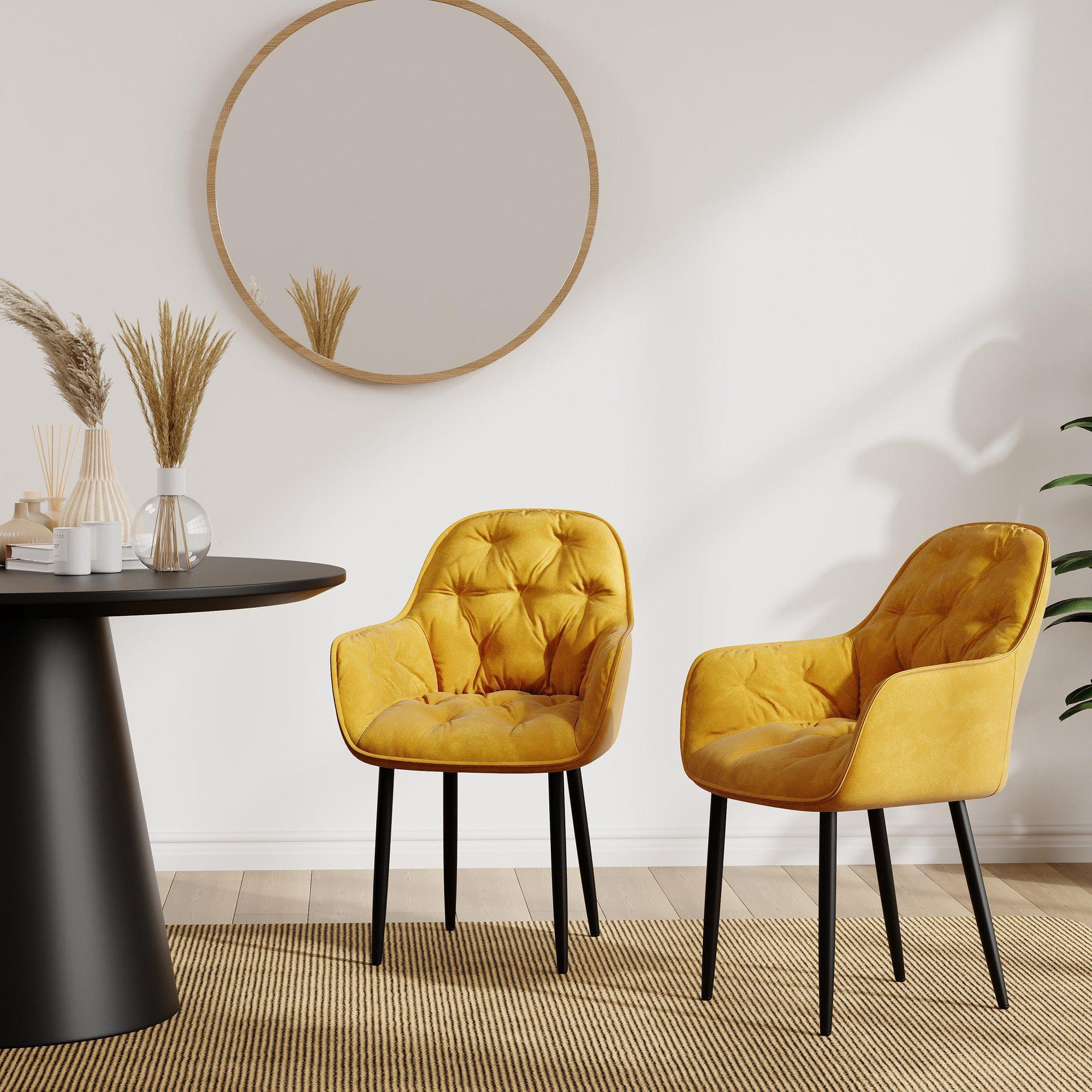 Set Of 6 Anika Modern Velvet Dining Chair Padded Seat Metal Legs - image 1