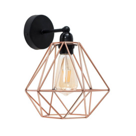 Diablo Industrial Black and Copper Indoor Wall Light Fitting