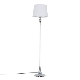 Faulkner Silver Floor Lamp Large White Tapered Shade - thumbnail 1