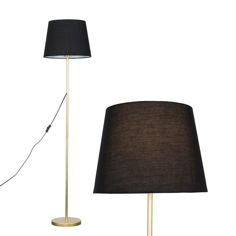 Charlie Gold Floor Lamp Large Black Tapered Shade - image 1