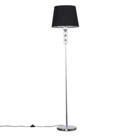 Eleanor Silver Floor Lamp With Large Black Tapered Shade - thumbnail 1