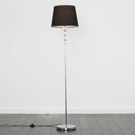 Eleanor Silver Floor Lamp With Large Black Tapered Shade - thumbnail 3
