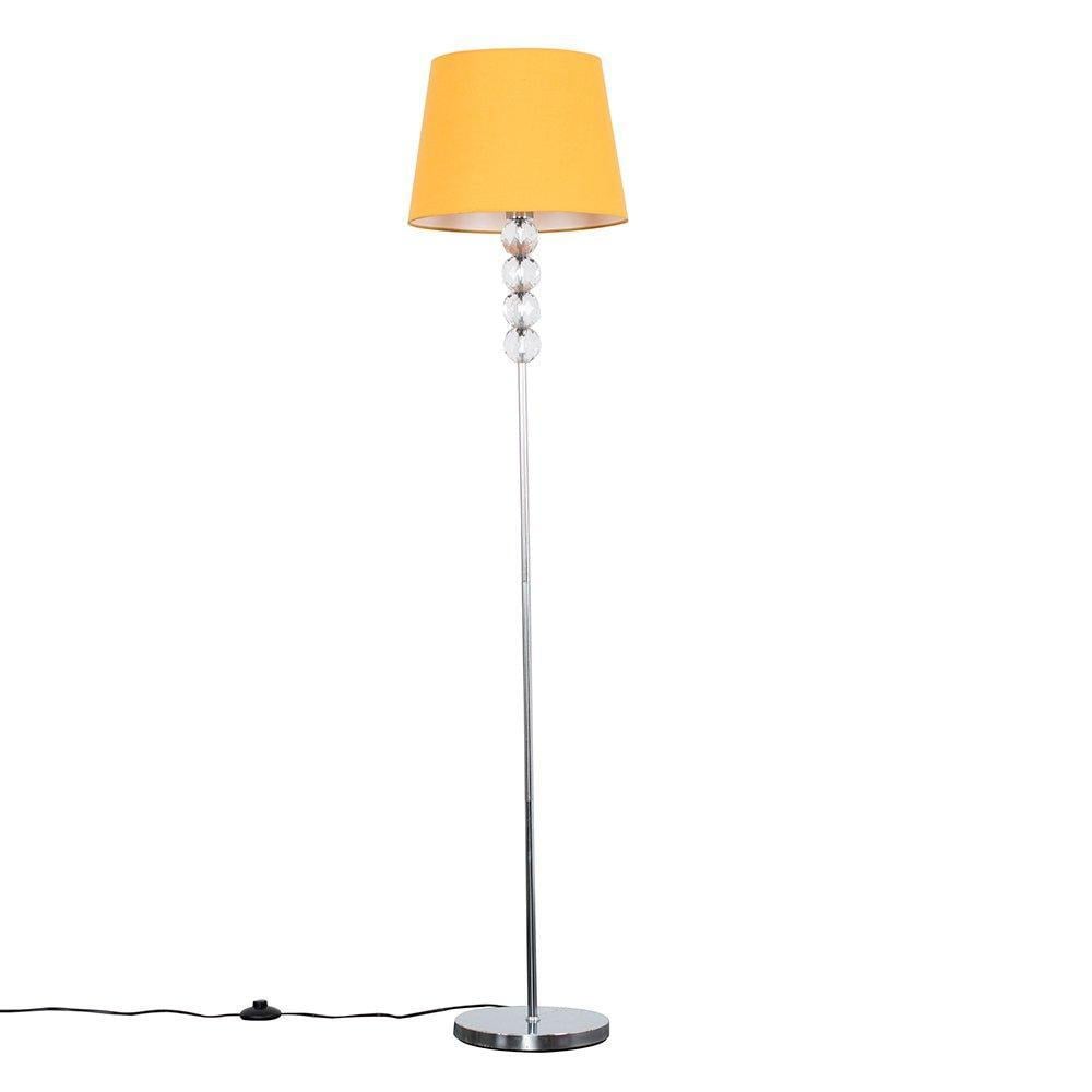 Eleanor Silver Floor Lamp with Clear Acrylic Balls And Large Yellow Tapered Shade - image 1
