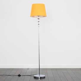 Eleanor Silver Floor Lamp with Clear Acrylic Balls And Large Yellow Tapered Shade - thumbnail 2