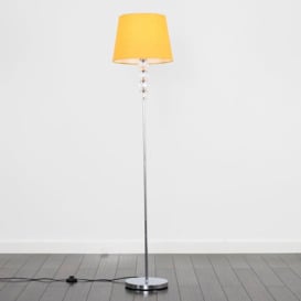 Eleanor Silver Floor Lamp with Clear Acrylic Balls And Large Yellow Tapered Shade - thumbnail 3