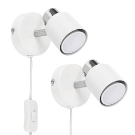 Benton Pair of Single White Indoor Wall Spotlights