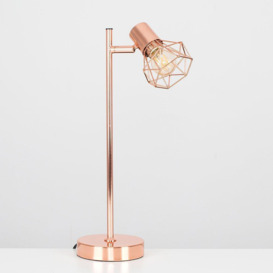 Pair Of Modern Style Metal Basket Cage Desk Lamps In Copper Finish - thumbnail 2