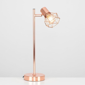 Pair Of Modern Style Metal Basket Cage Desk Lamps In Copper Finish - thumbnail 3