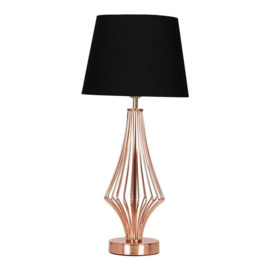 Jaspa Copper Table Lamp Black Tapered Shade
