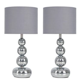 Marissa Pair of Silver Table Lamps - thumbnail 1