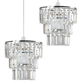Pair of Silver Ceiling Pendant Shades