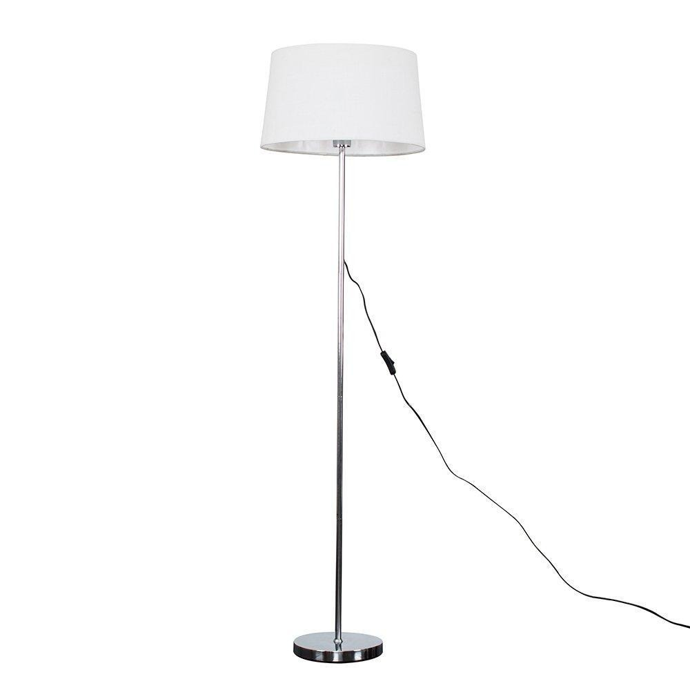 Charlie Silver Modern Stem Floor Lamp White Tapered Faux Linen Shade - image 1