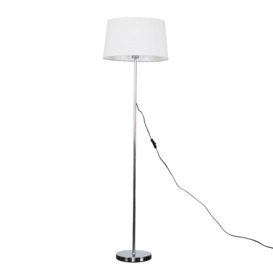 Charlie Silver Modern Stem Floor Lamp White Tapered Faux Linen Shade - thumbnail 1