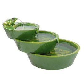 Solar Water Feature Bowls Frog Cascading Leaf Pattern 64cm - thumbnail 3