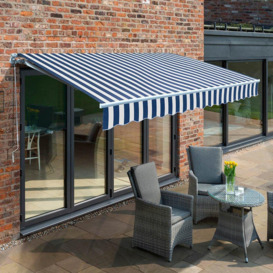 Manual Patio Awning Retractable Sun Shade Garden Covering 3.5m x 2.5m