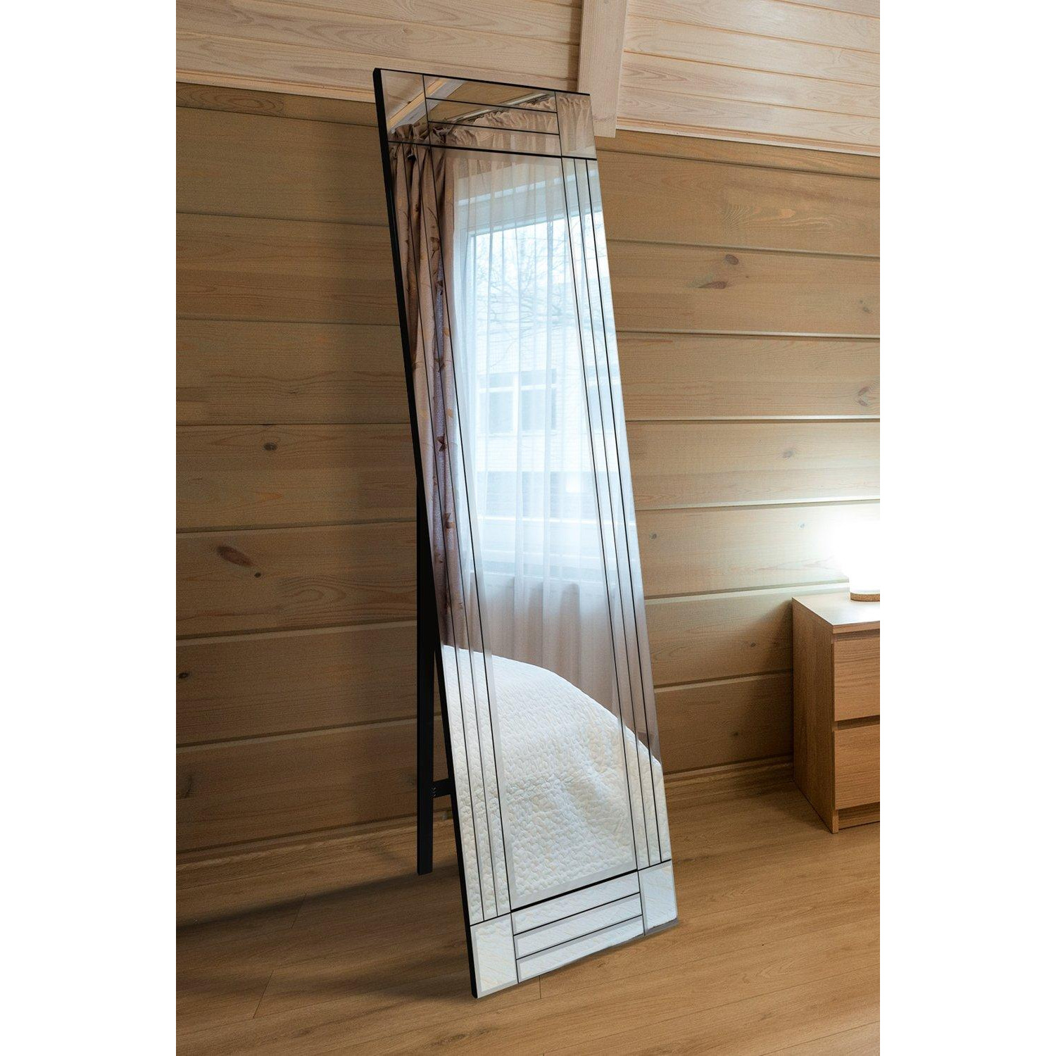 Extra Large Venetian All Glass Modern Cheval Triple-Bevelled Free Standing Mirror 170 x 58 CM - image 1