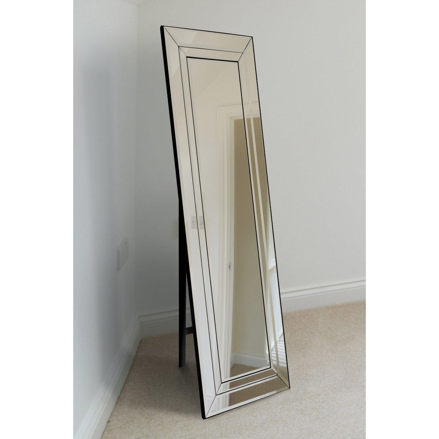 Double Bevelled Large Modern Venetian Cheval Free Standing Mirror 5Ft X 1Ft3 (150 X 40cm) - image 1