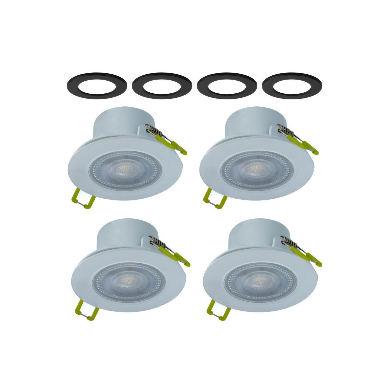 LED Fixed Downlight 5.5W Dimmable 4000K - White (4 Pack) with Black Bezels - image 1