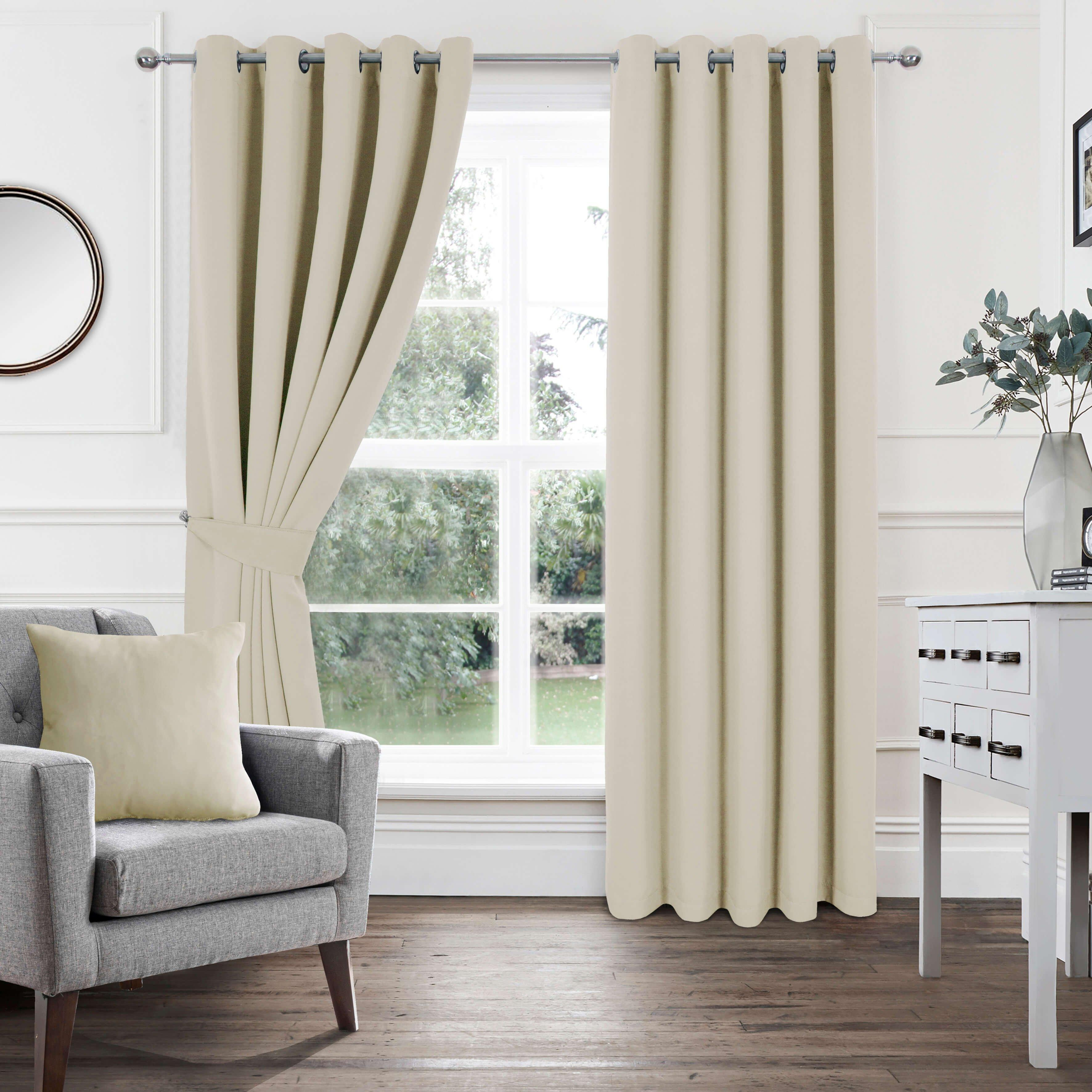 Woven Blockout Eyelet Curtains pair - image 1