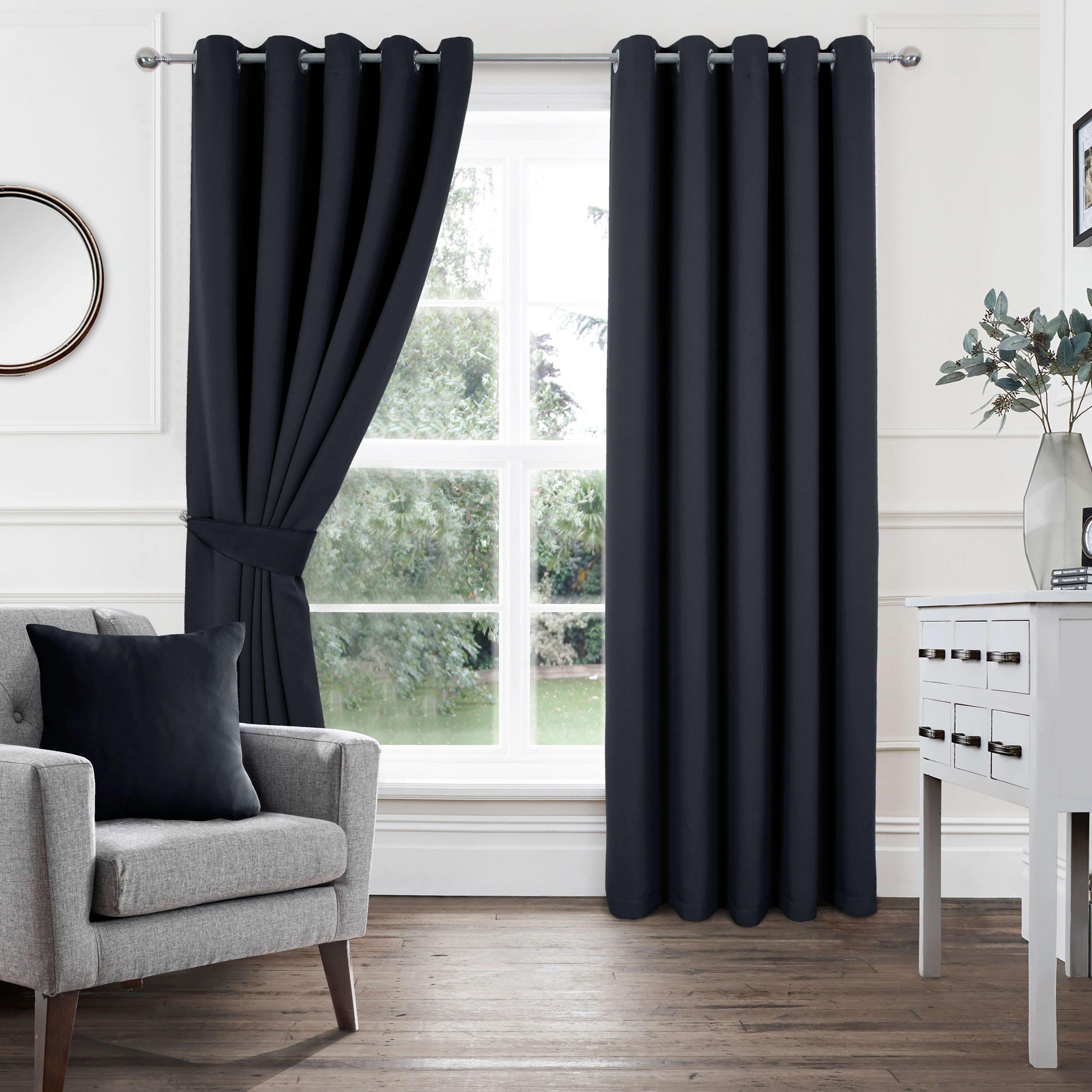 Woven Blockout Eyelet Curtains pair - image 1