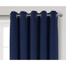 Thermal Interlined Velour Eyelet Curtains Pair - thumbnail 2